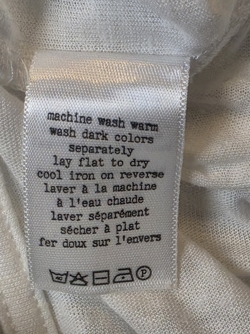 rag & bone JEAN Off-White Slub Center Seam High-Low Tee Shirt Small Linen Blend - Picture 9 of 10